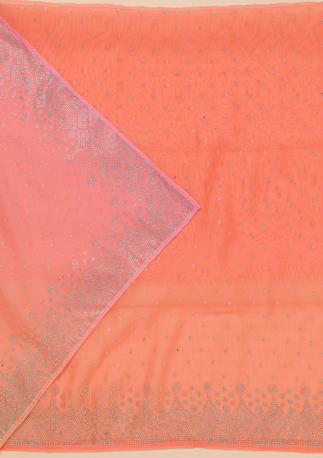 Peach Stonework Tissue Unstitched Salwar Suit
