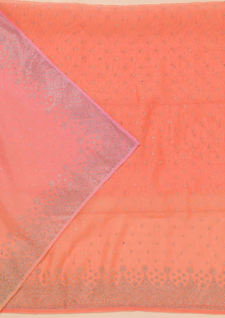 Peach Stonework Tissue Unstitched Salwar Suit