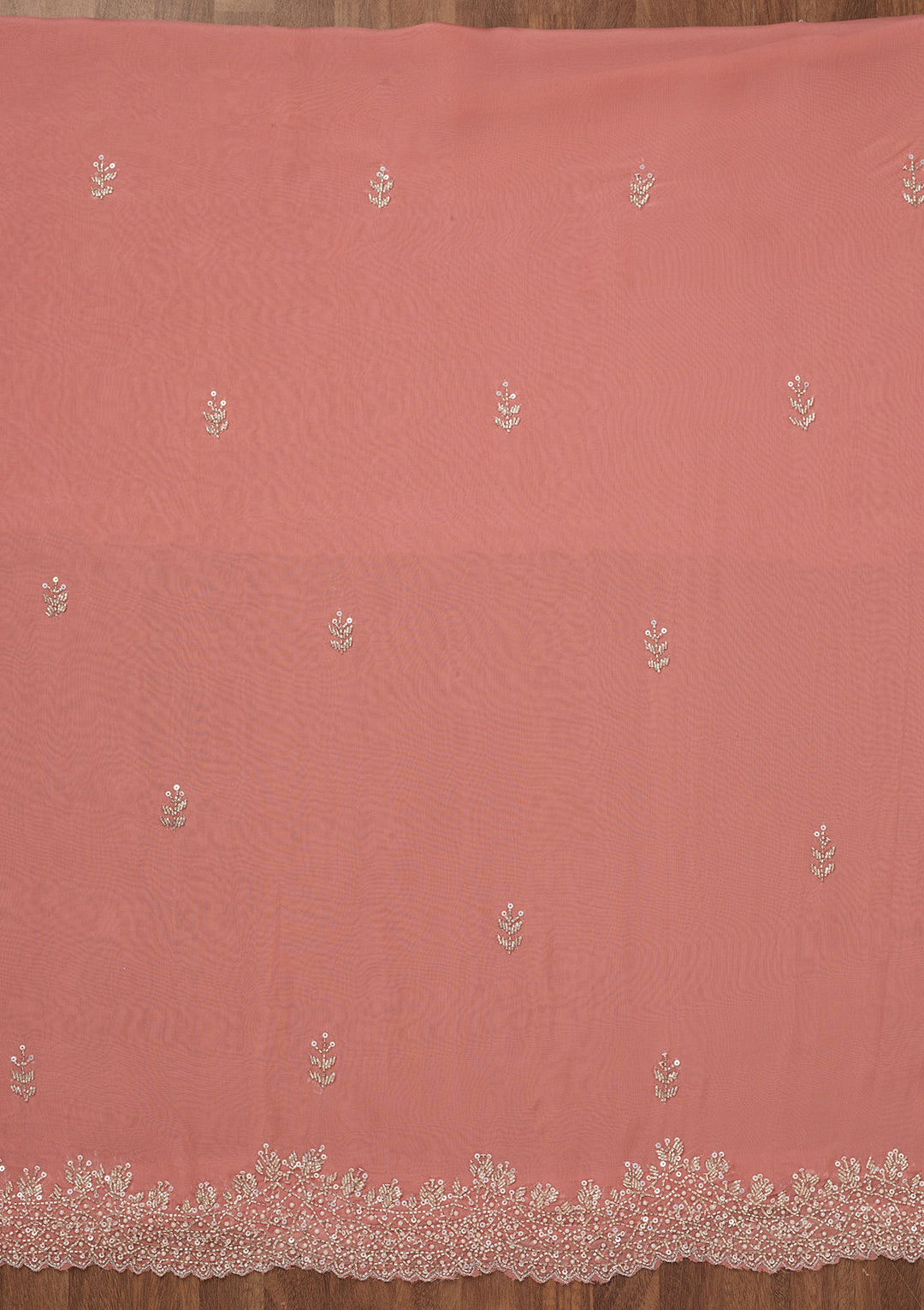 Peach Stonework Tissue Unstitched Salwar Suit