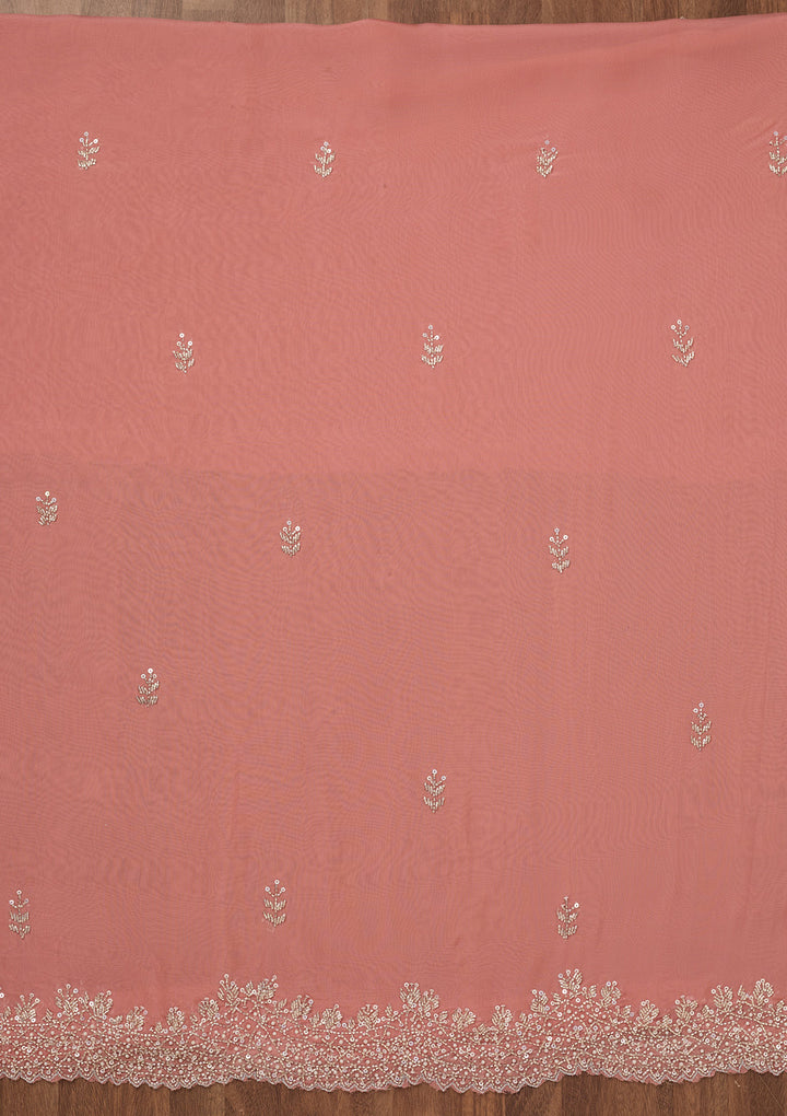 Peach Stonework Tissue Unstitched Salwar Suit