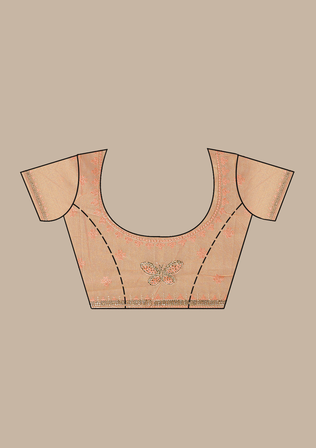 Peach Stonework Tissue Saree