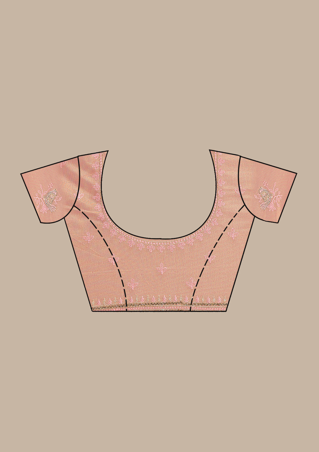 Peach Stonework Tissue Saree