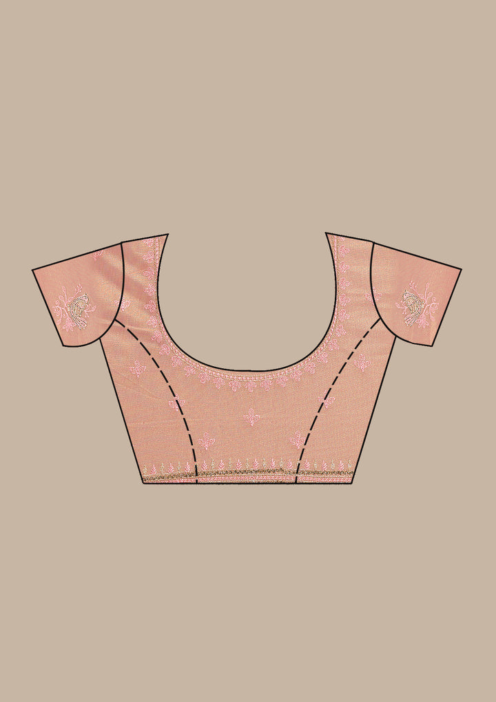 Peach Stonework Tissue Saree