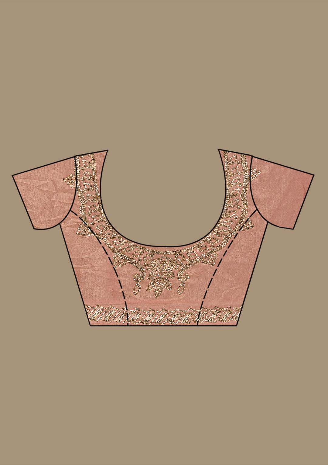 Peach Stonework Tissue Saree