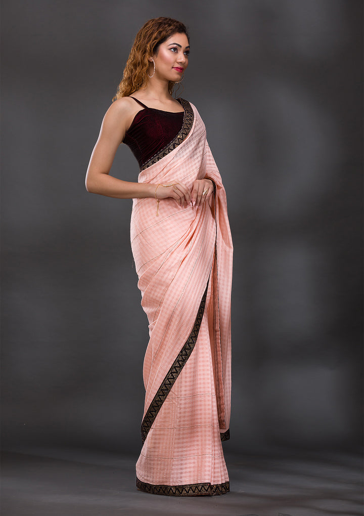 Peach Swarovski Georgette Saree