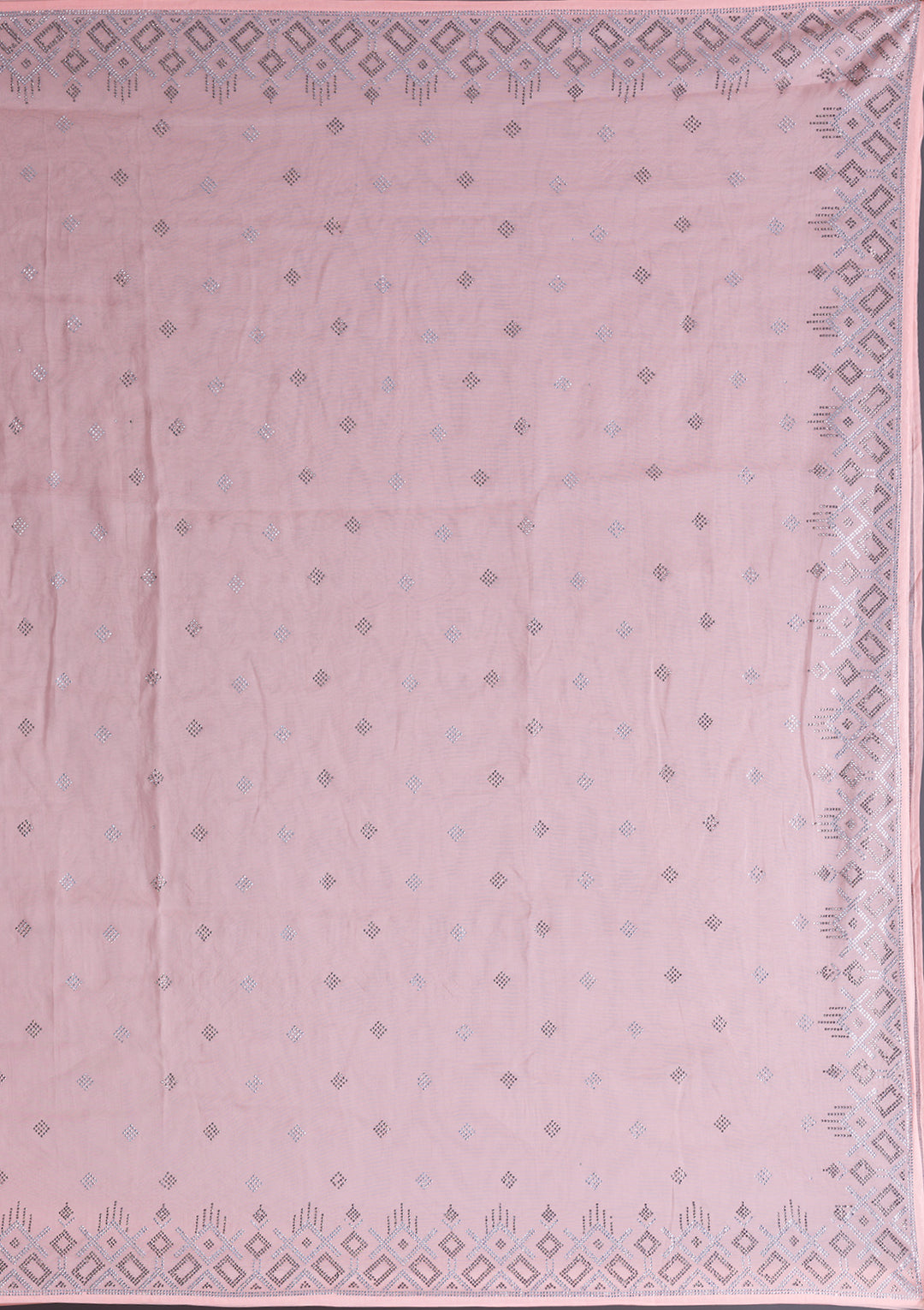 Peach Swarovski Satin Saree