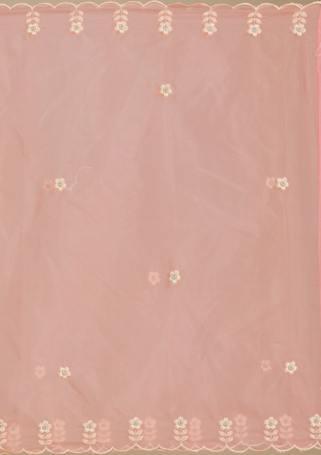 Peach Threadwork Chiffon Readymade Salwar Suit
