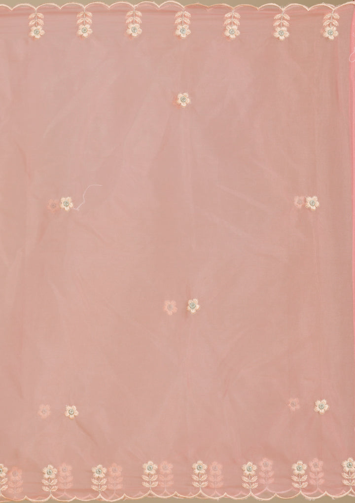 Peach Threadwork Chiffon Readymade Salwar Suit