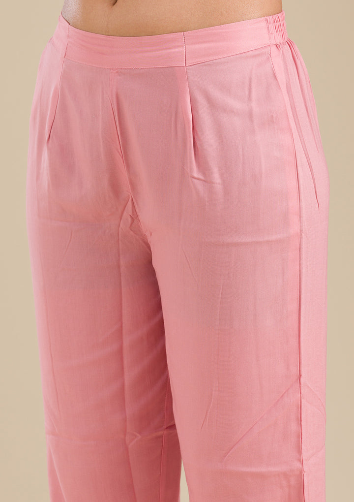 Peach Threadwork Chiffon Readymade Salwar Suit