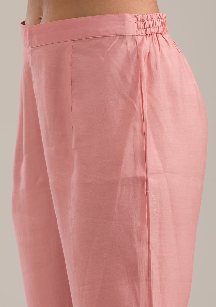 Peach Threadwork Cotton Readymade Salwar Suit
