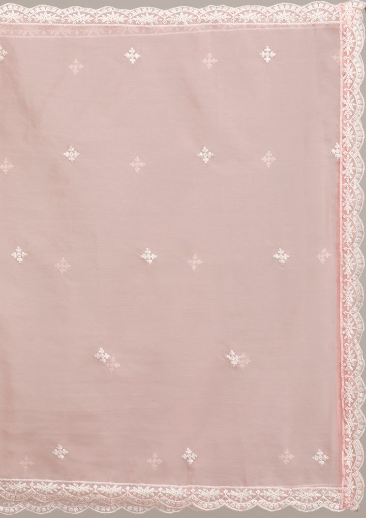 Peach Threadwork Cotton Readymade Salwar Suit