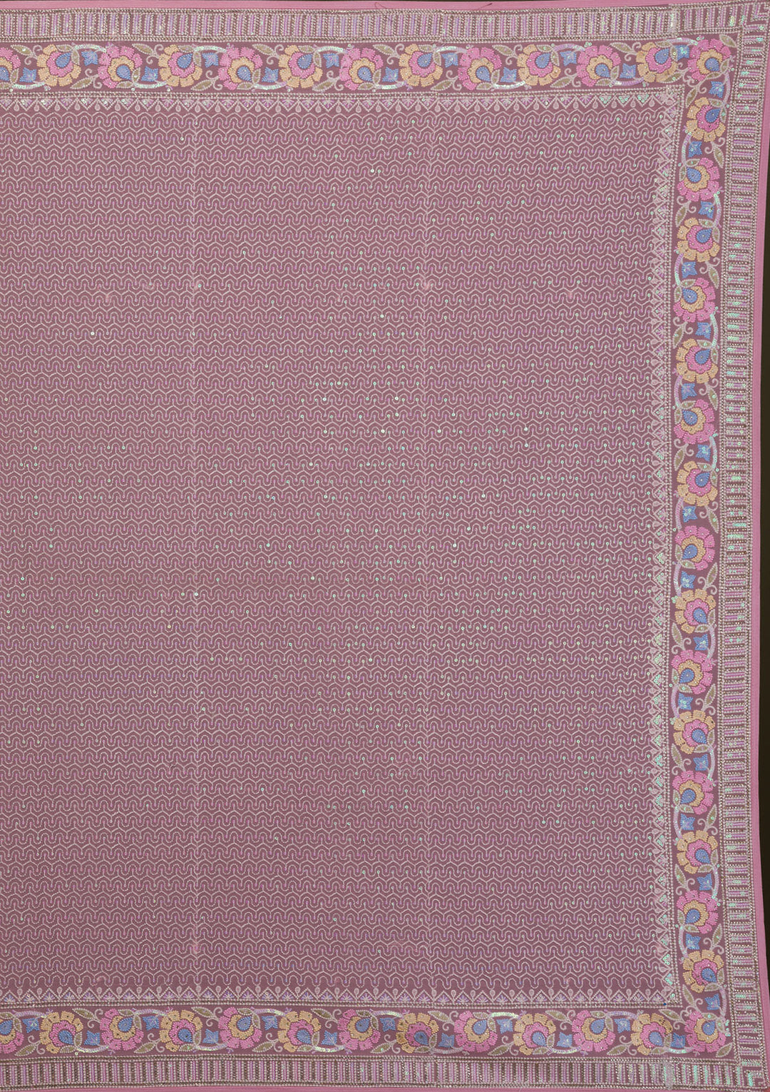 Peach Threadwork Georgette Saree