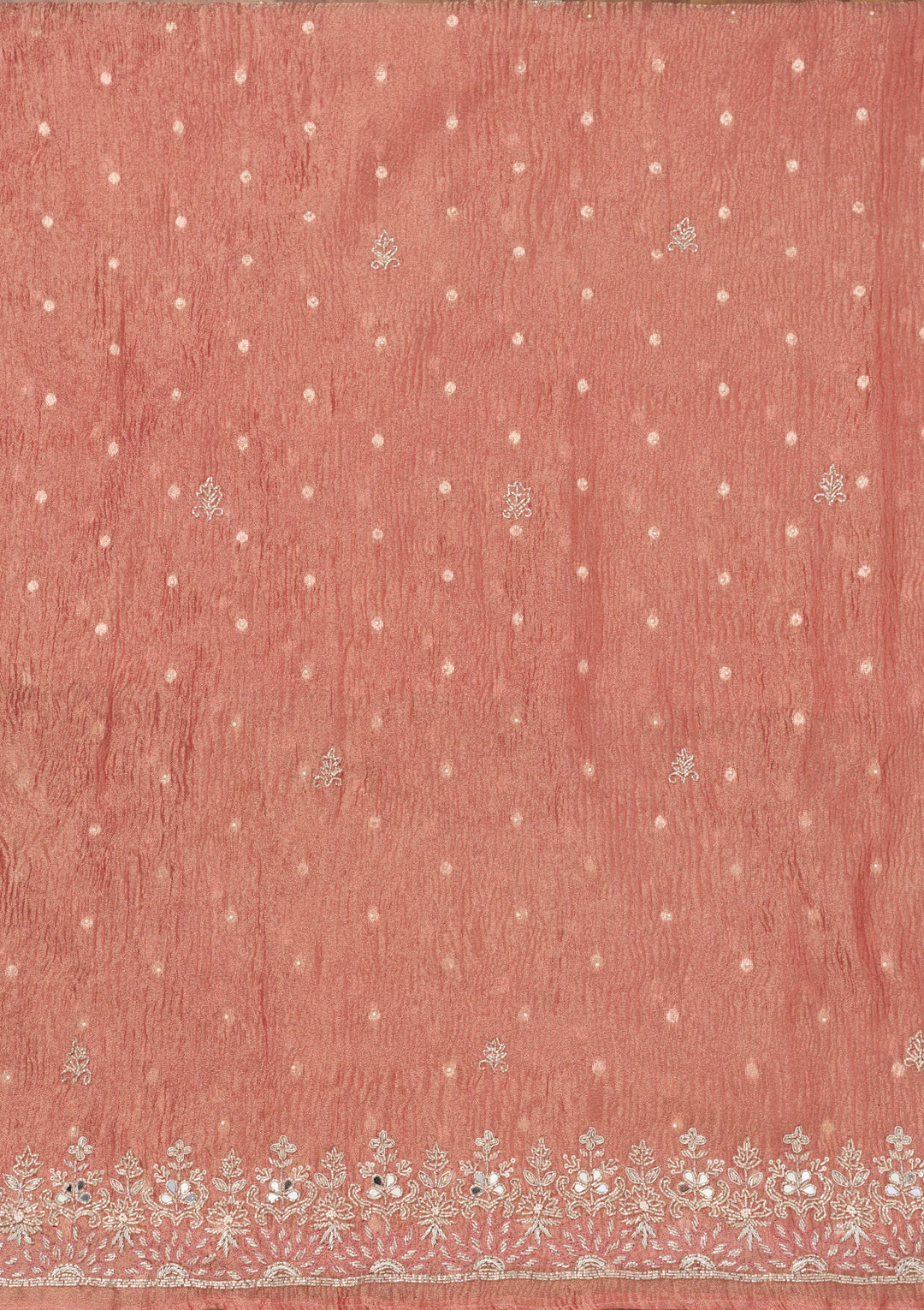 Peach Zardosi Tissue Unstitched Salwar Suit