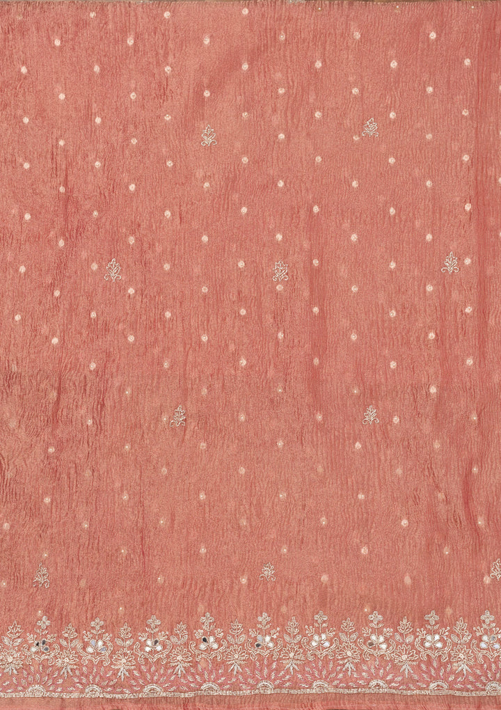 Peach Zardosi Tissue Unstitched Salwar Suit
