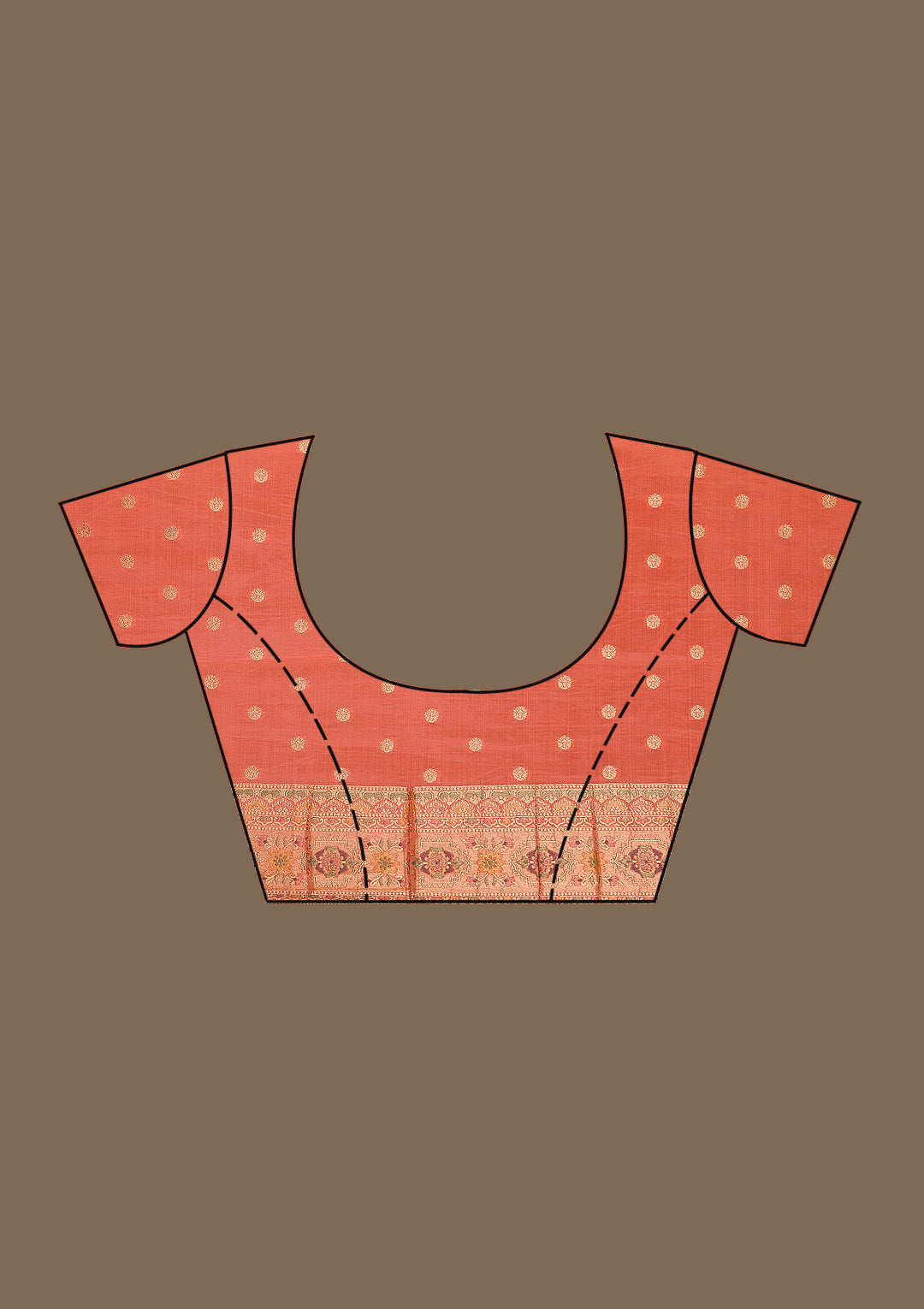 Peach Zariwork Art Silk Saree