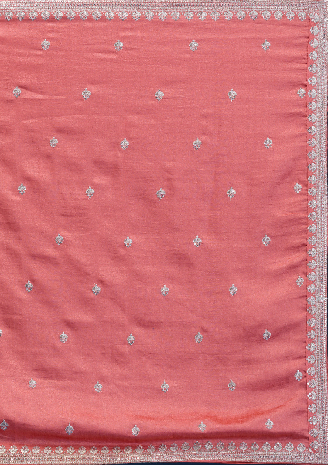 Peach Zariwork Art Silk Readymade Salwar Suit
