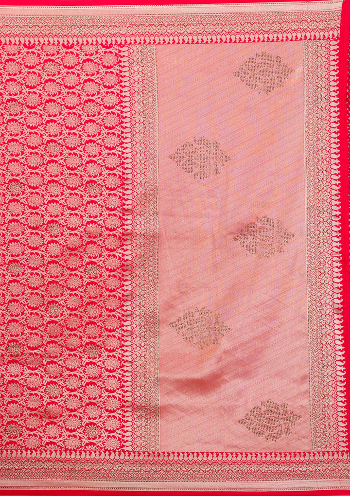Peach Zariwork Art Silk Saree