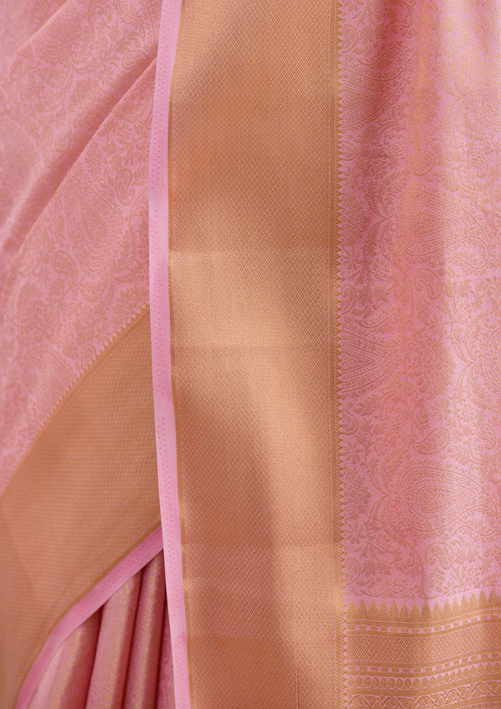 Peach Zariwork Banarasi Silk Saree