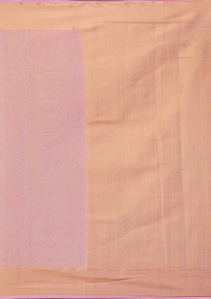Peach Zariwork Banarasi Silk Saree