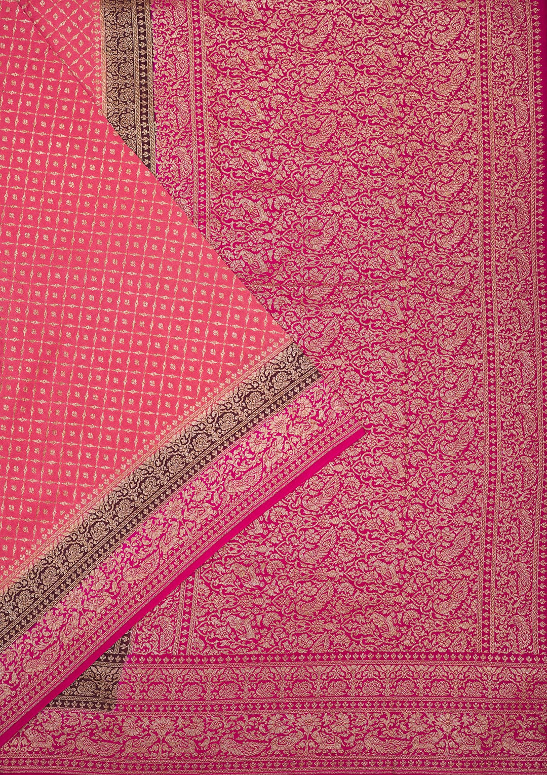 Peach Zariwork Art Silk Saree