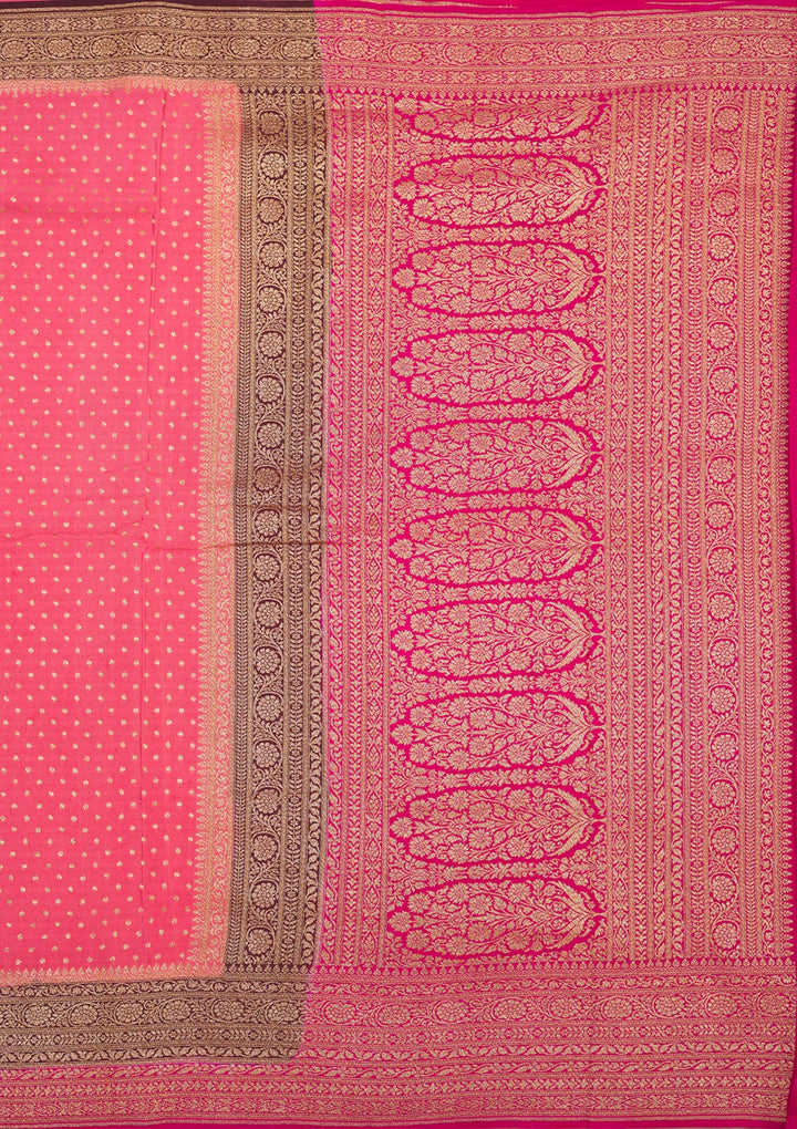 Peach Zariwork Art Silk Saree