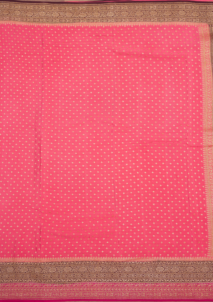 Peach Zariwork Art Silk Saree