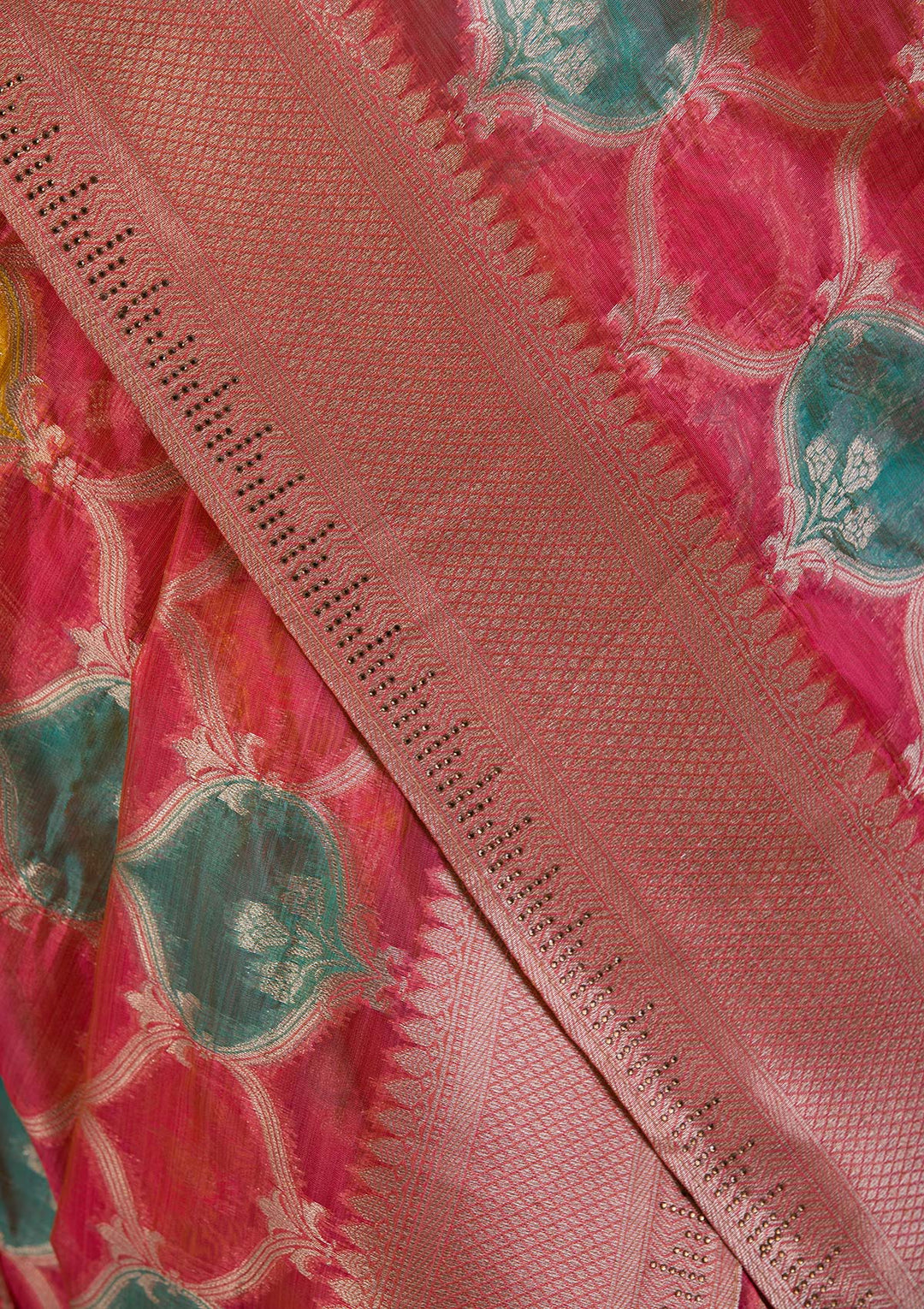 Peach Zariwork Brocade Saree