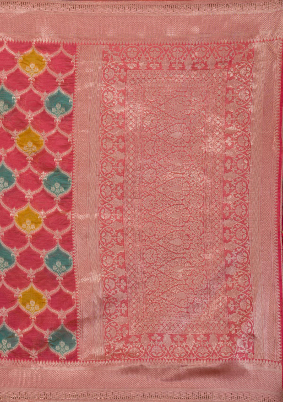 Peach Zariwork Brocade Saree