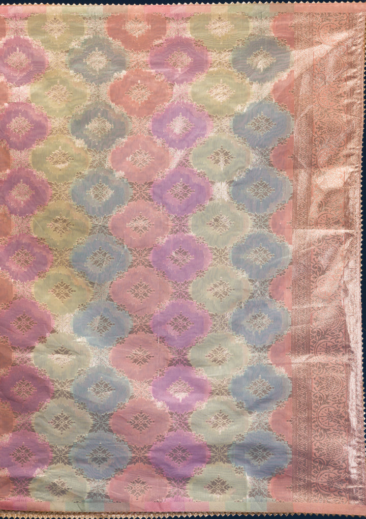 Peach Zariwork Chanderi Readymade Salwar Suit
