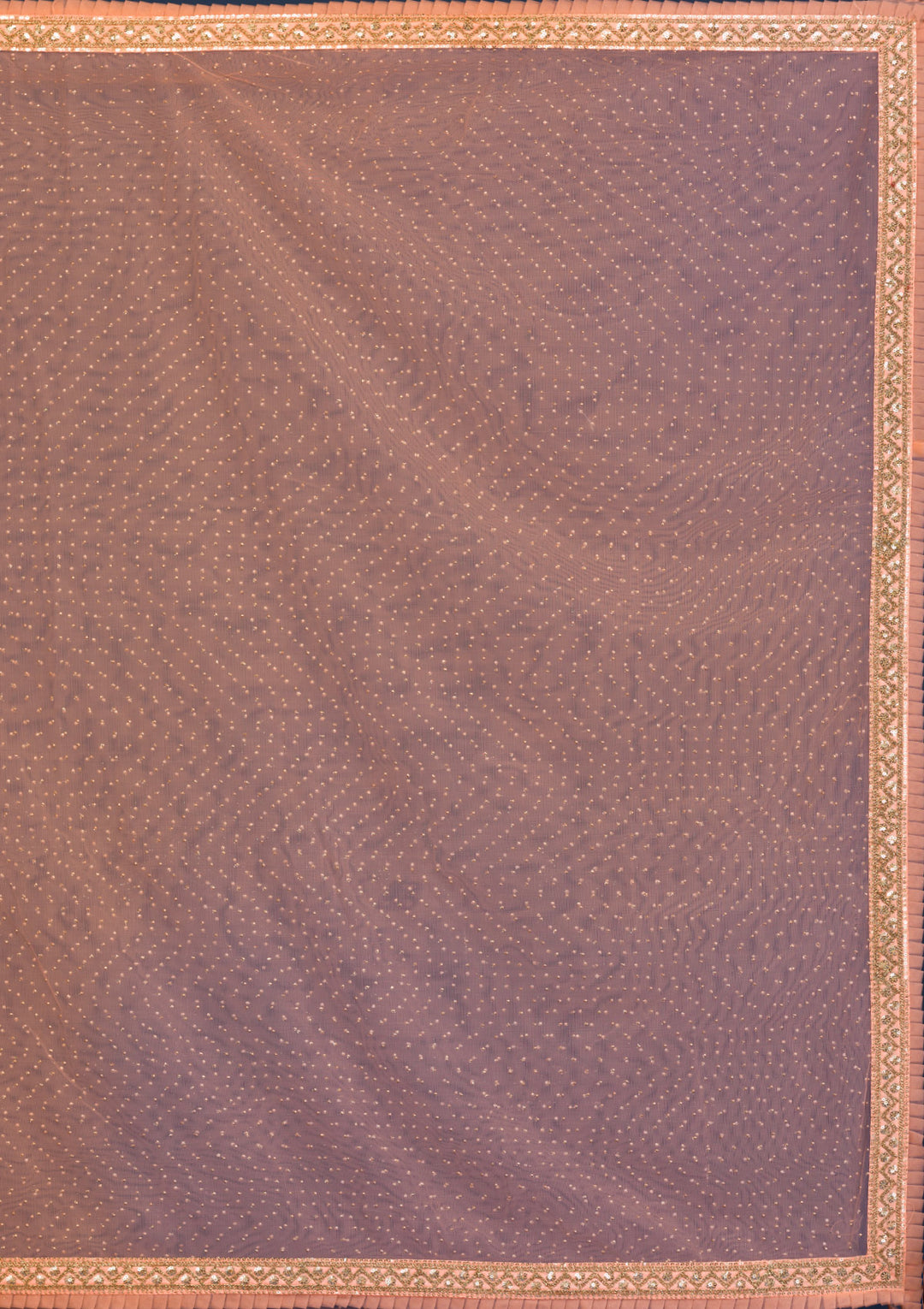 Peach Zariwork Net Saree