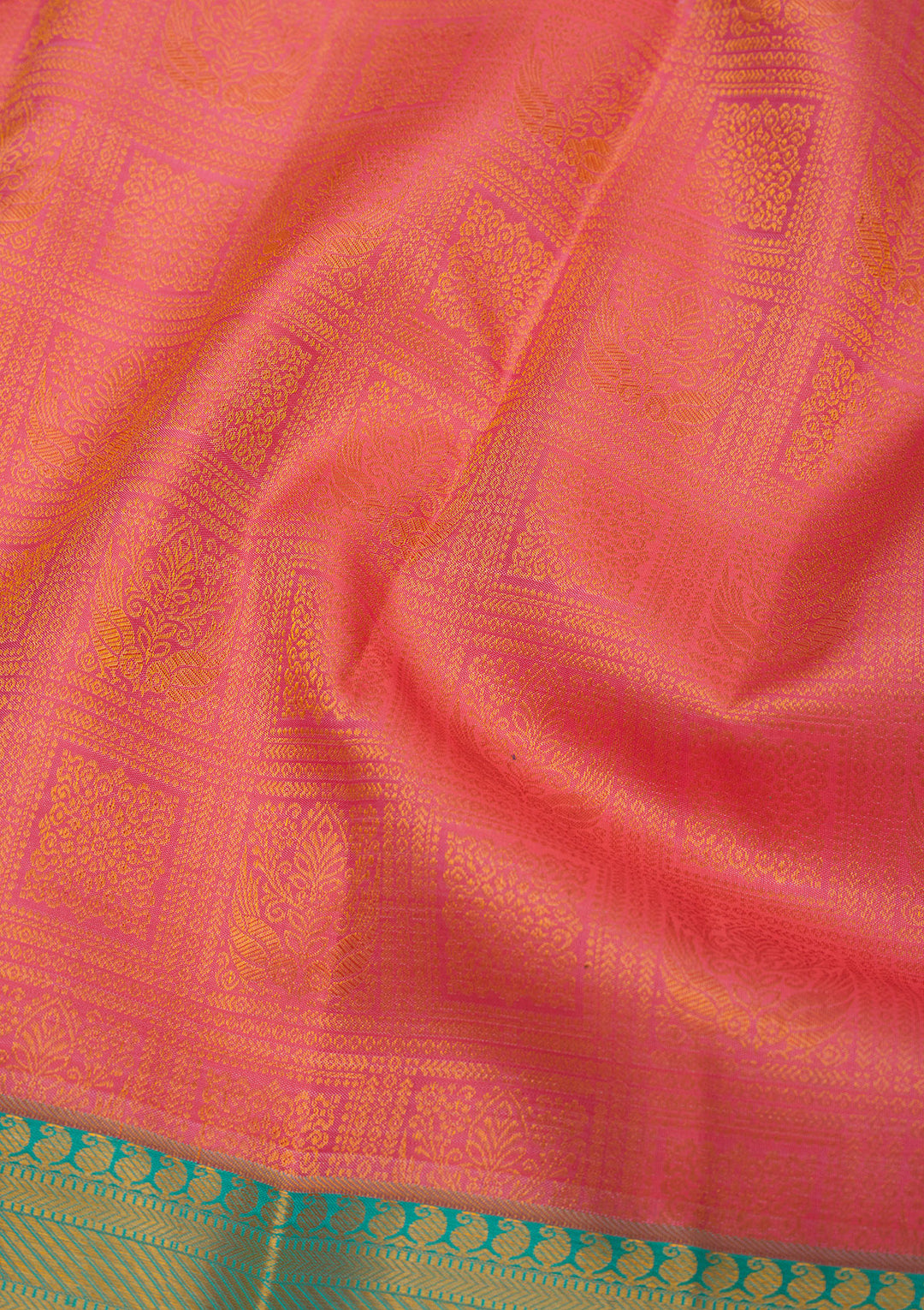 Peach Zariwork Pure Silk Saree