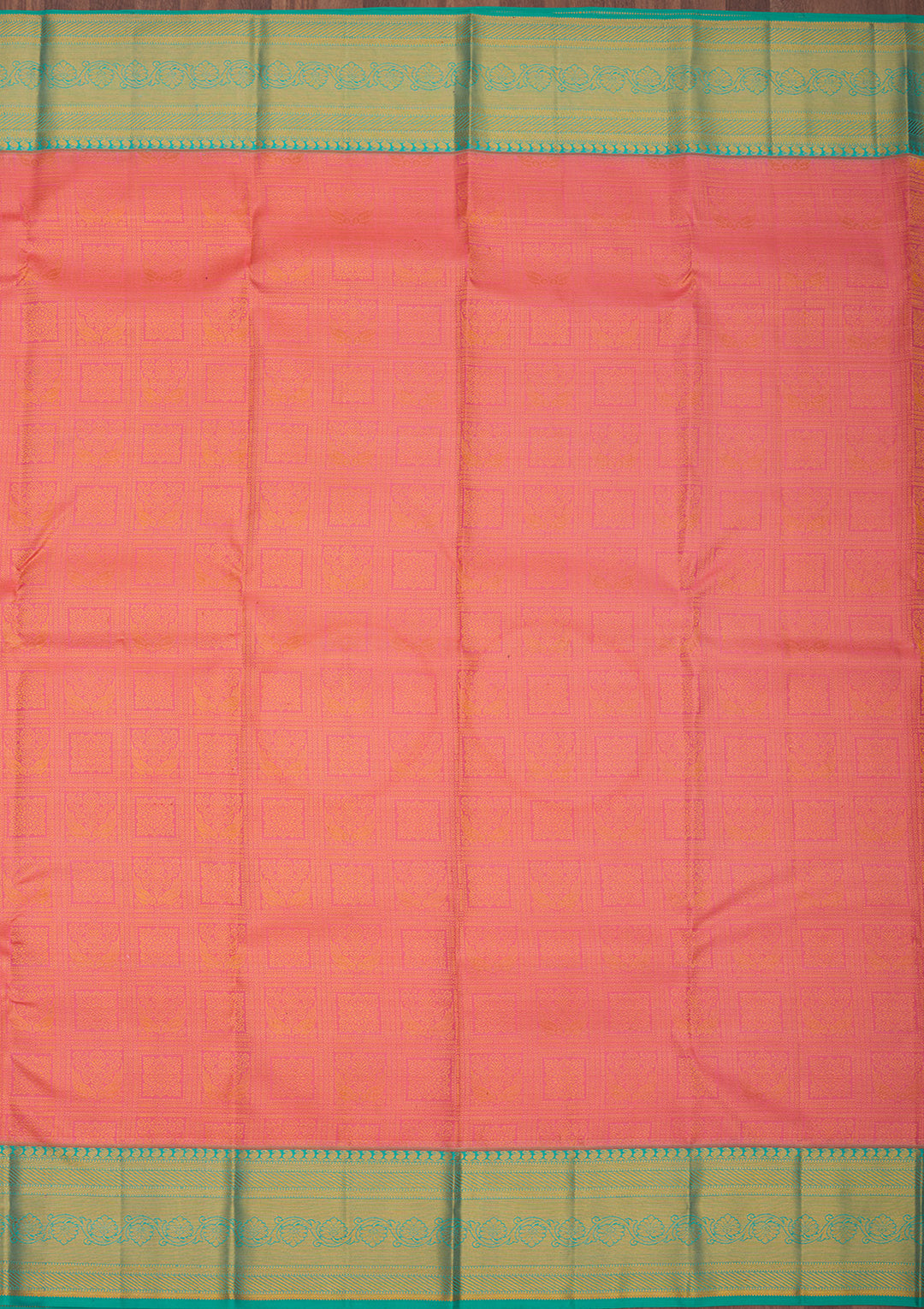 Peach Zariwork Pure Silk Saree