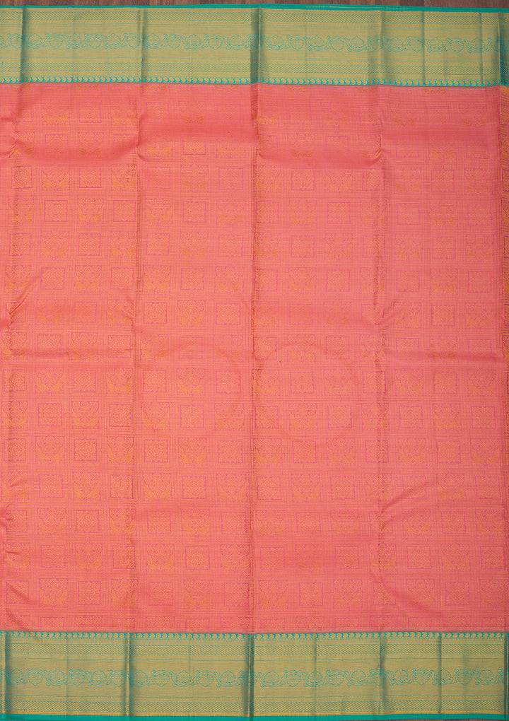 Peach Zariwork Pure Silk Saree