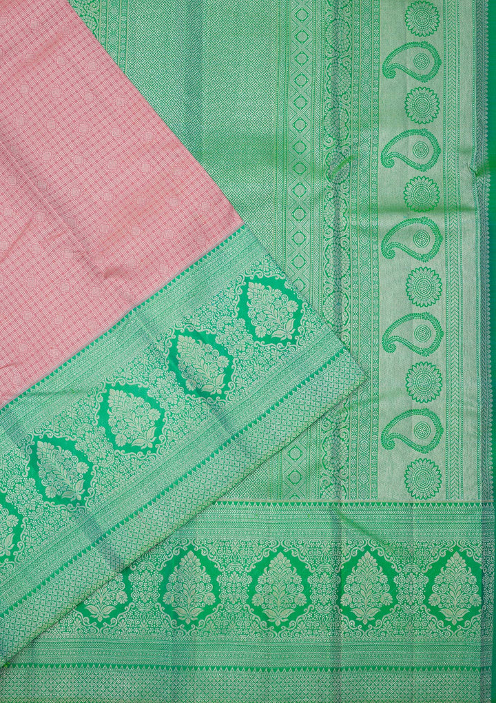 Peach Zariwork Pure Silk Saree