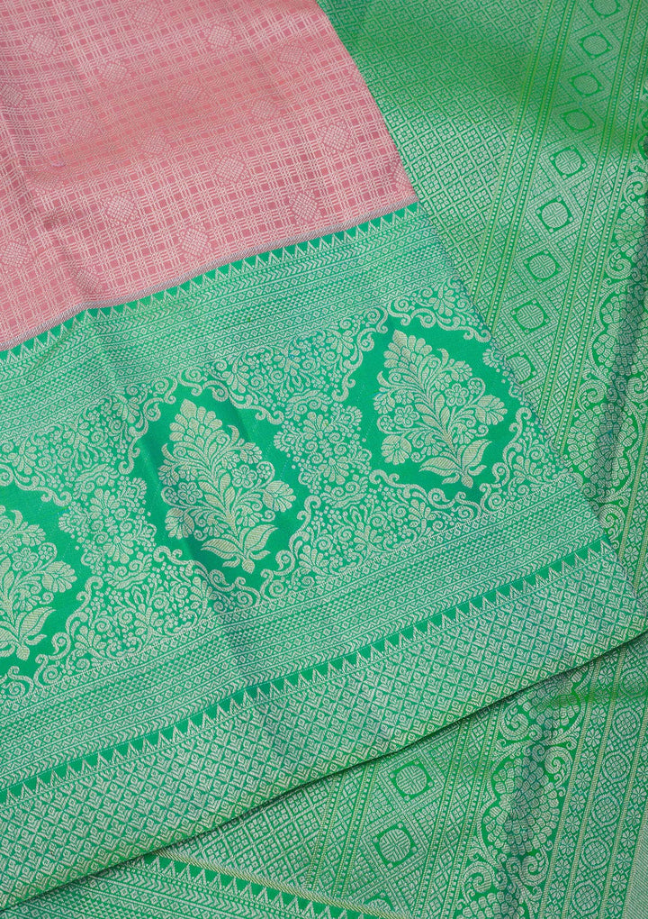 Peach Zariwork Pure Silk Saree