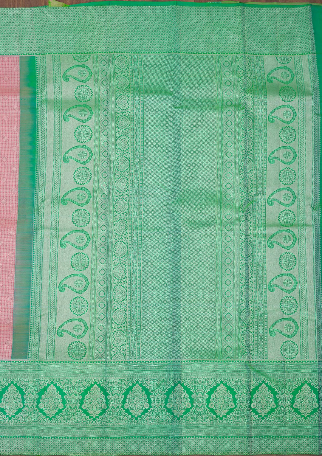 Peach Zariwork Pure Silk Saree