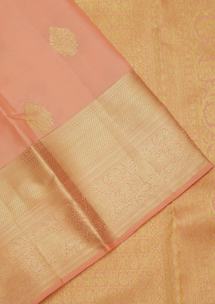 Peach Zariwork Pure Silk Saree