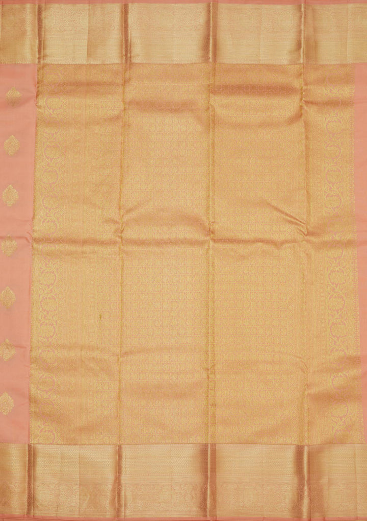 Peach Zariwork Pure Silk Saree