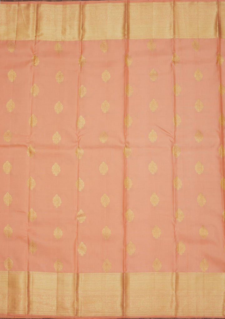 Peach Zariwork Pure Silk Saree