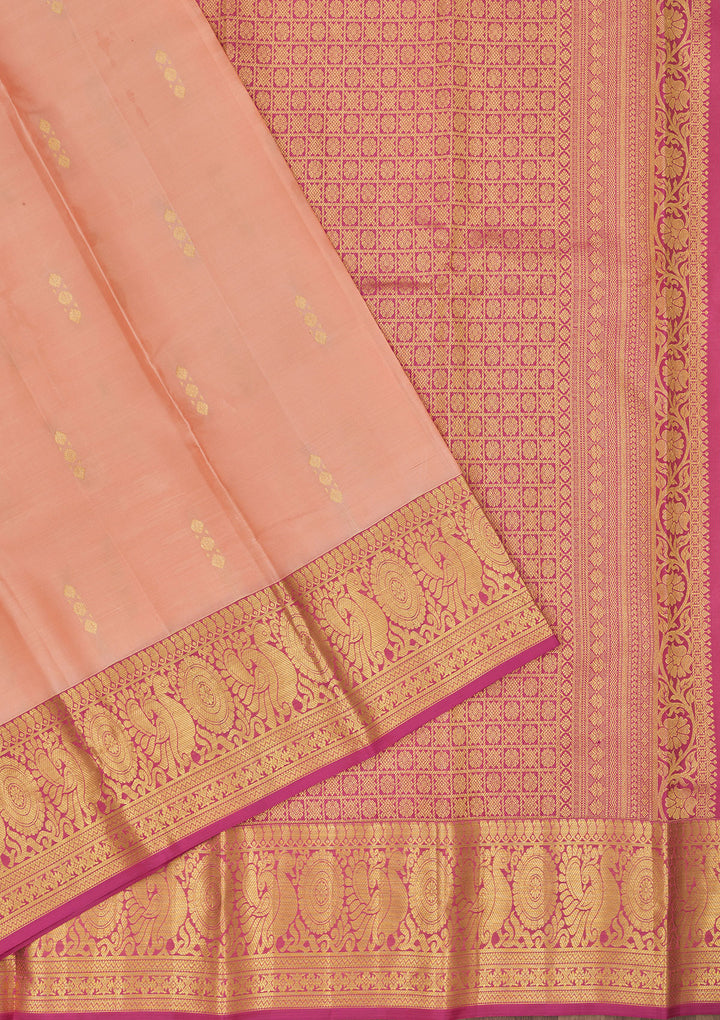 Peach Zariwork Pure Silk Saree