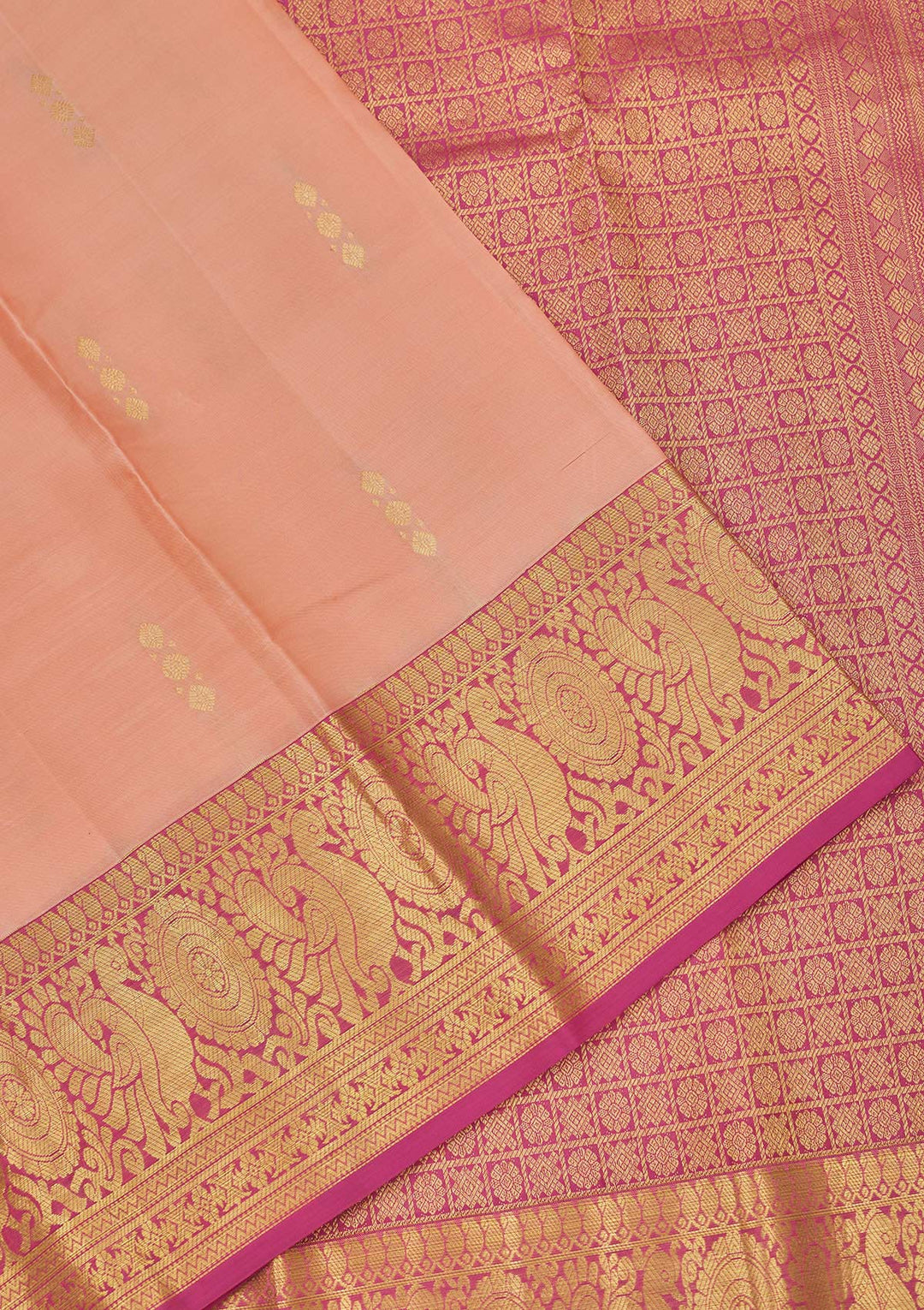 Peach Zariwork Pure Silk Saree