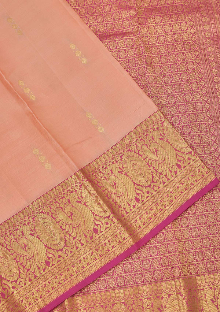 Peach Zariwork Pure Silk Saree
