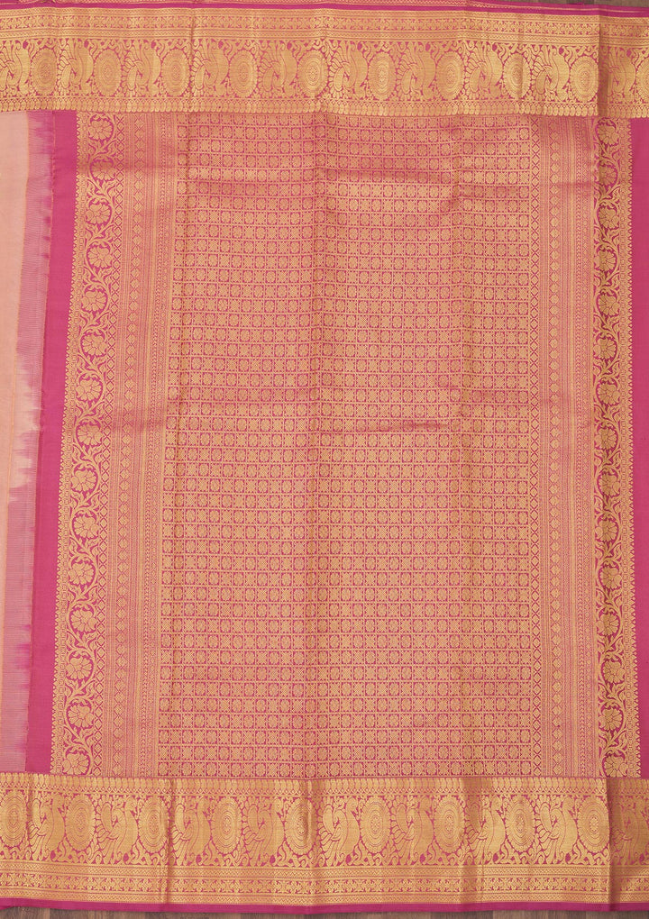 Peach Zariwork Pure Silk Saree