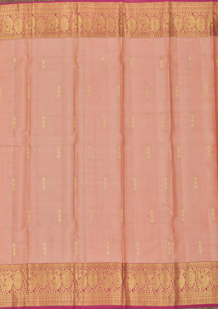 Peach Zariwork Pure Silk Saree
