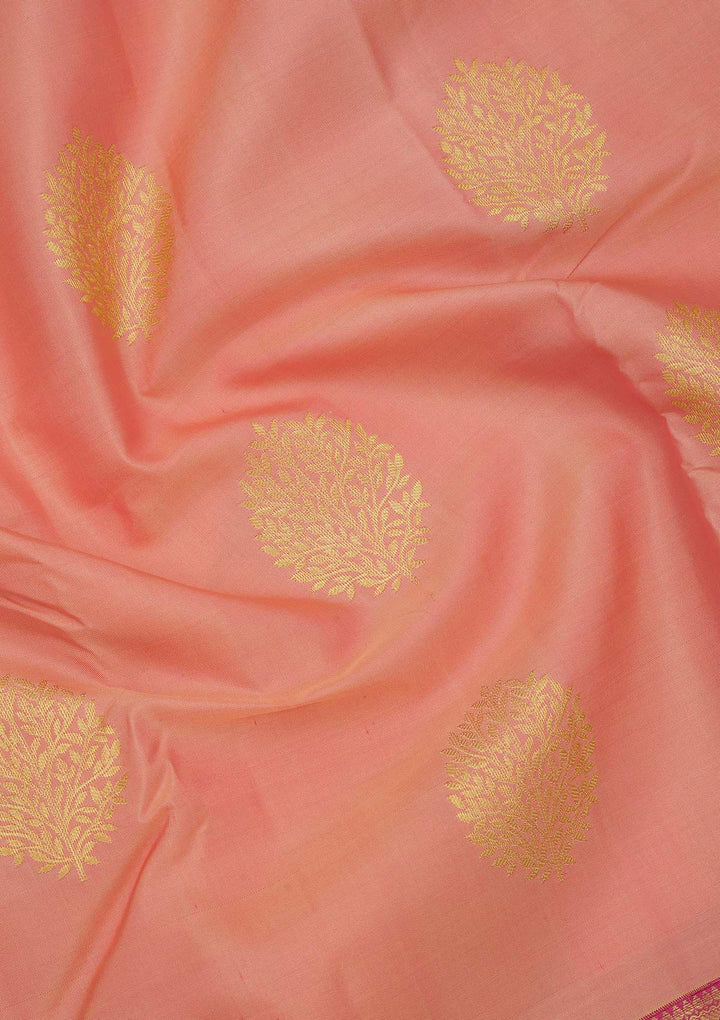 Peach Zariwork Pure Silk Saree
