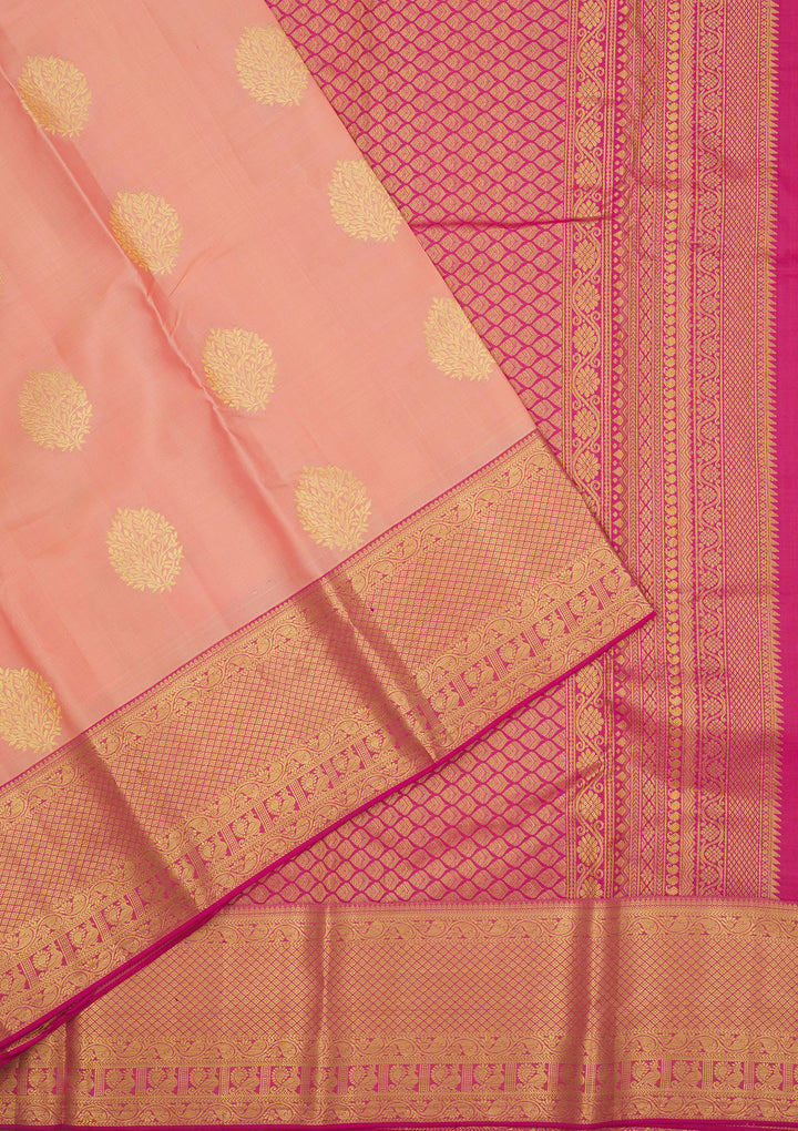 Peach Zariwork Pure Silk Saree