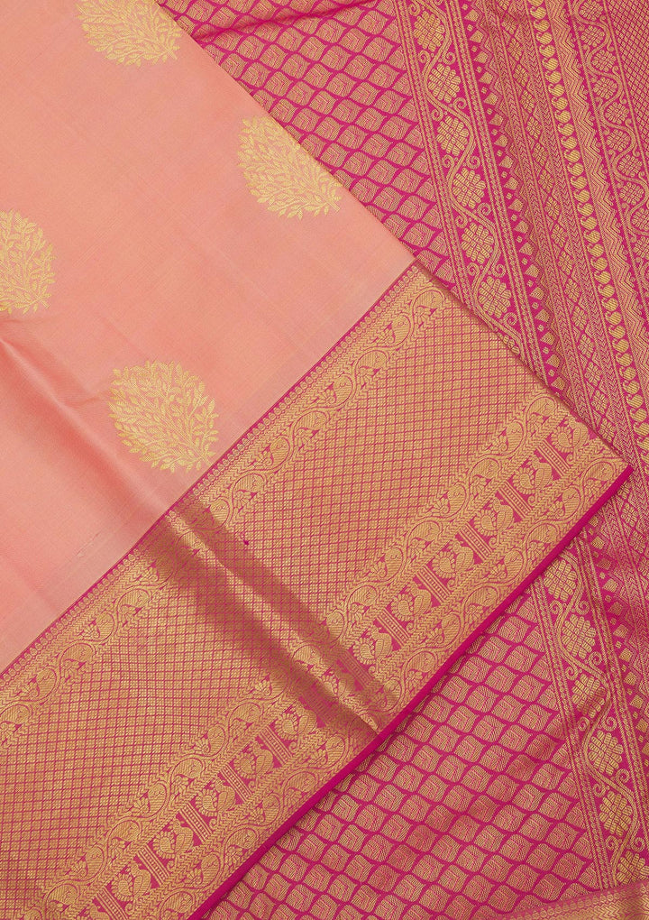 Peach Zariwork Pure Silk Saree