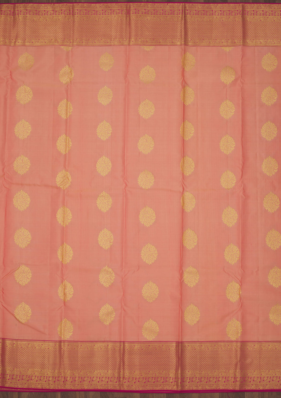 Peach Zariwork Pure Silk Saree