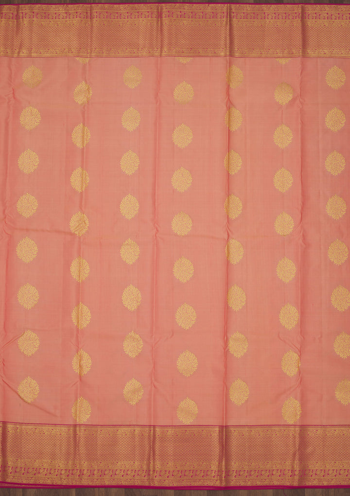 Peach Zariwork Pure Silk Saree