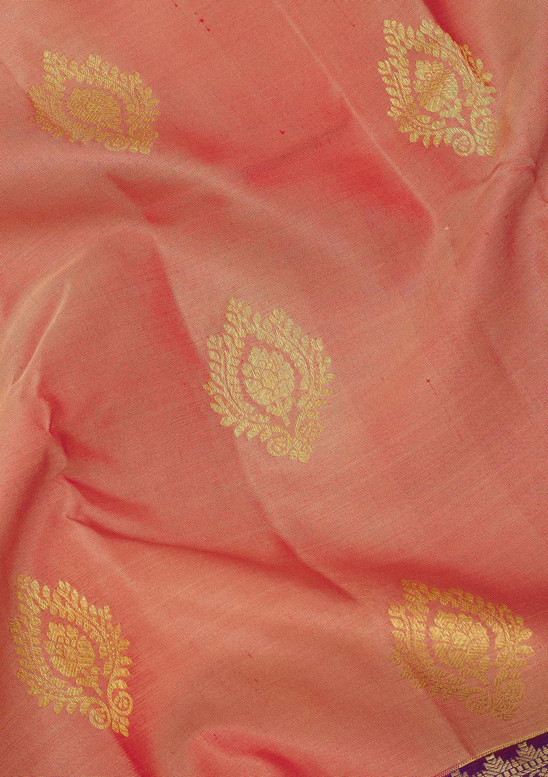 Peach Zariwork Pure Silk Saree